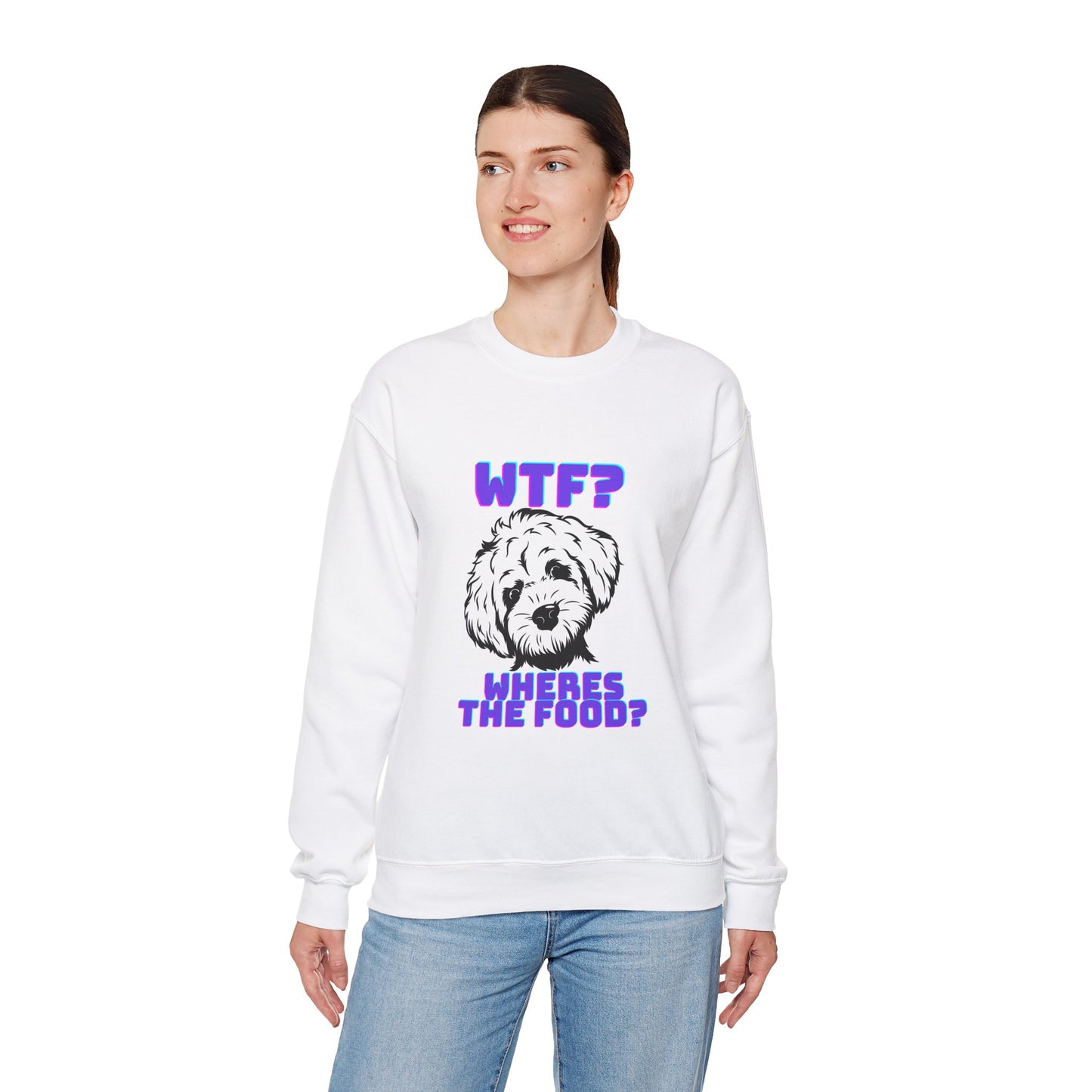 wtf wheres the food poodle Crewneck Sweatshirt